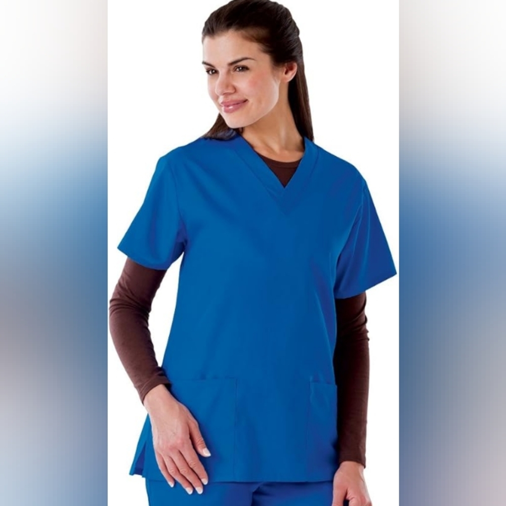 White Swan Fundamentals Women's Royal Blue V-Neck Scrub Top